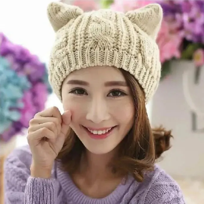 3D Cute Knitted Cat Ear Beanie