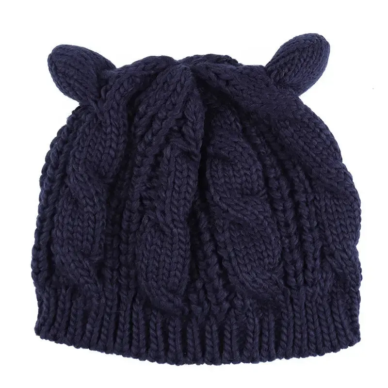 3D Cute Knitted Cat Ear Beanie
