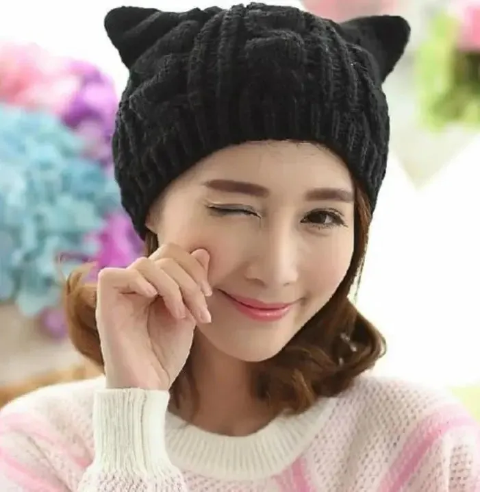 3D Cute Knitted Cat Ear Beanie