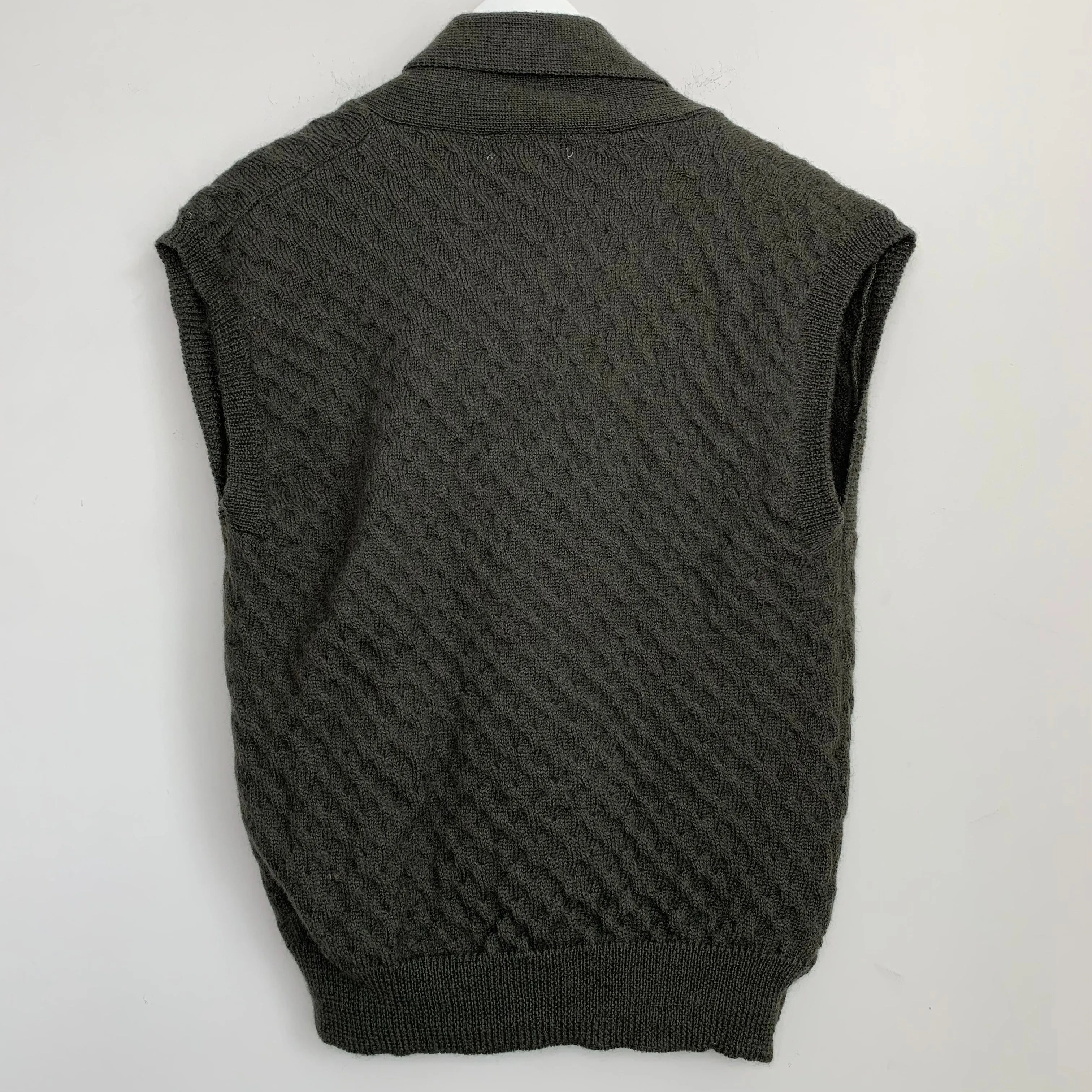 80s The Villager Wool Sweater Vest Double Breasted Wool Medium Olive Green