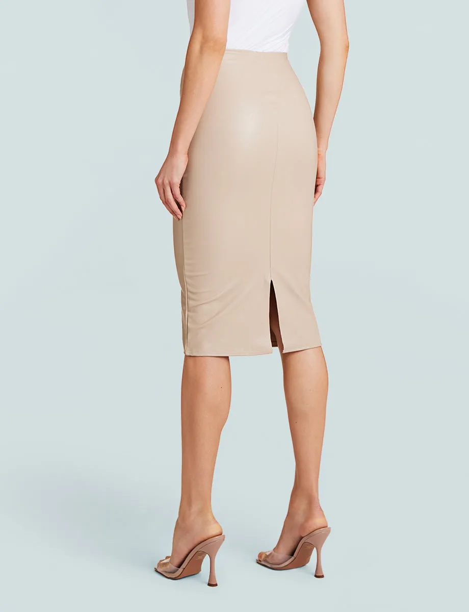 Faux Leather Midi Skirt