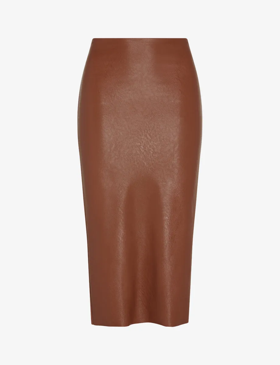 Faux Leather Midi Skirt
