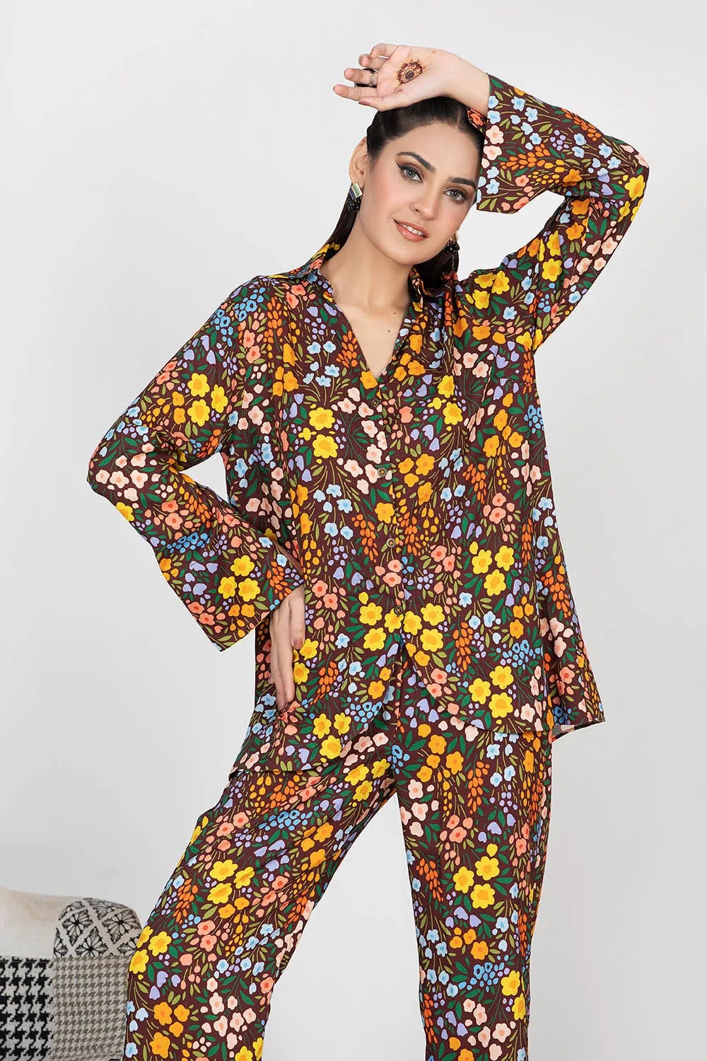 Gul Ahmed  Charcoal Collection – 2PC Linen Digital Printed Suit VT-22013