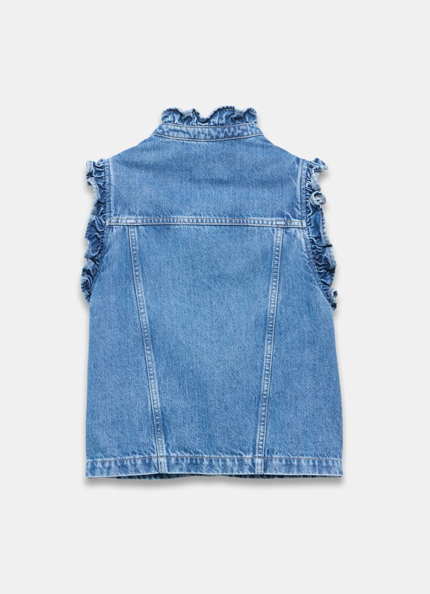 Indigo Denim Ruffle Gilet