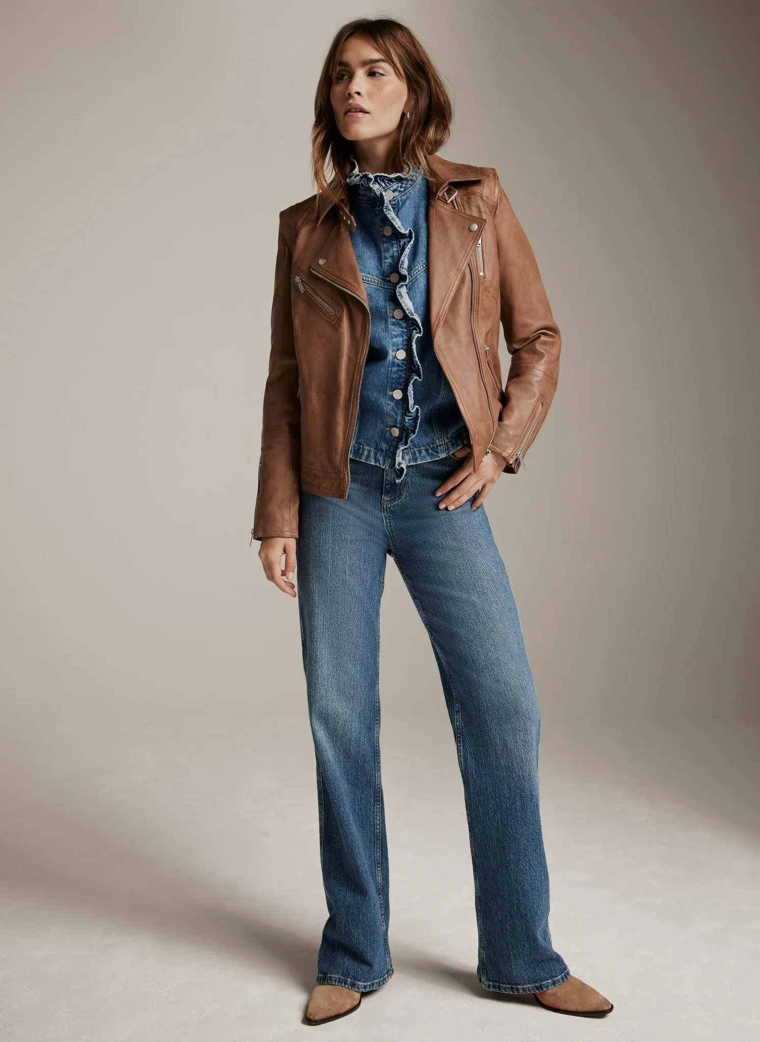 Indigo Denim Ruffle Gilet