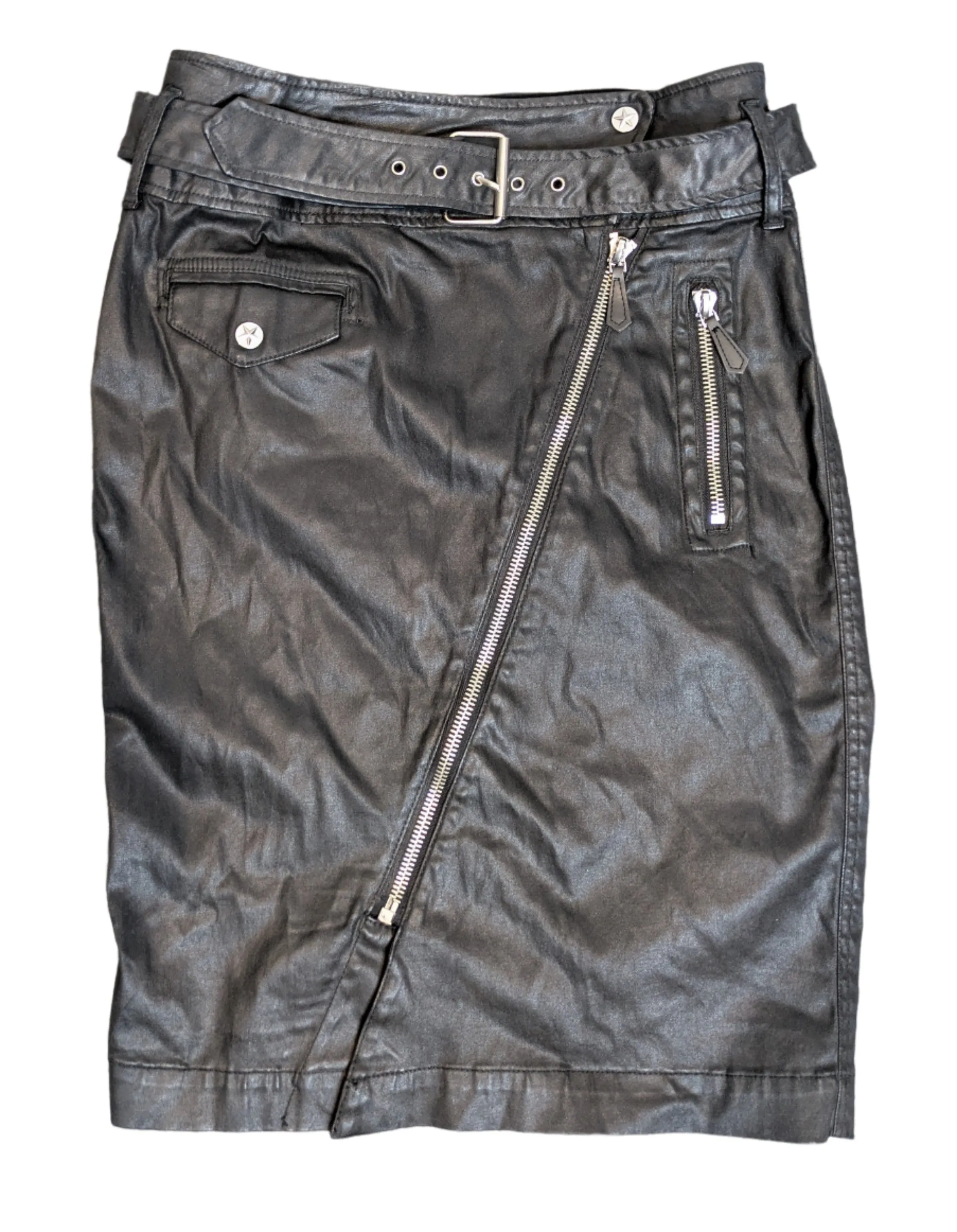 Jean Paul Gaultier x Target Waxed Denim Vegan Leather Pencil Skirt