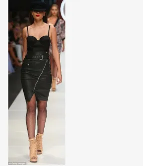 Jean Paul Gaultier x Target Waxed Denim Vegan Leather Pencil Skirt