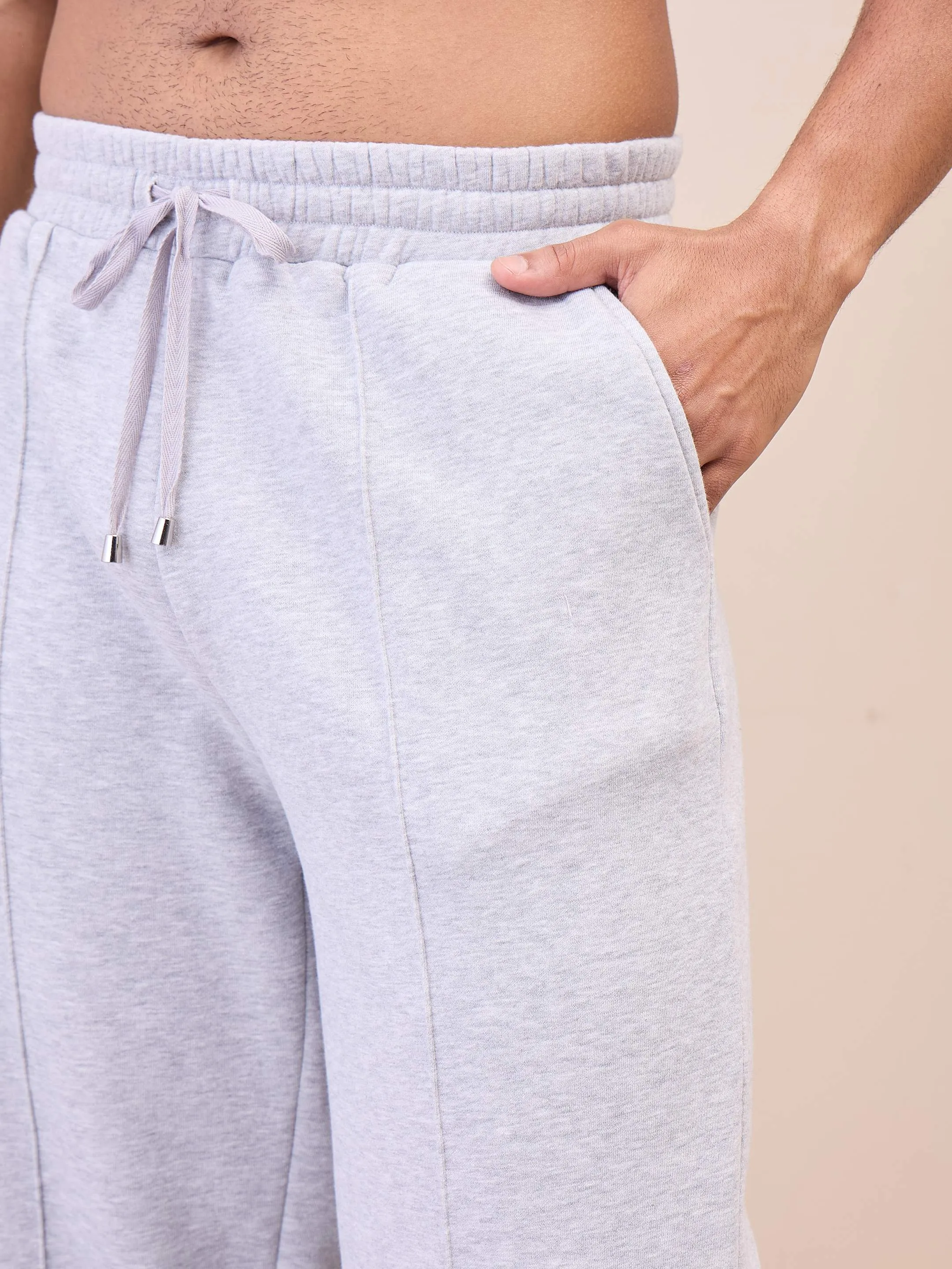 Men Grey Front Zipper Oversize Sweatshirt With Sweatpants