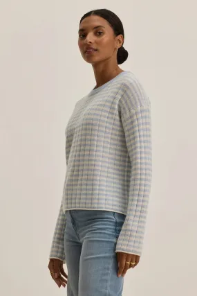 Monica Cashmere Striped Sweater - Ice/Ecru