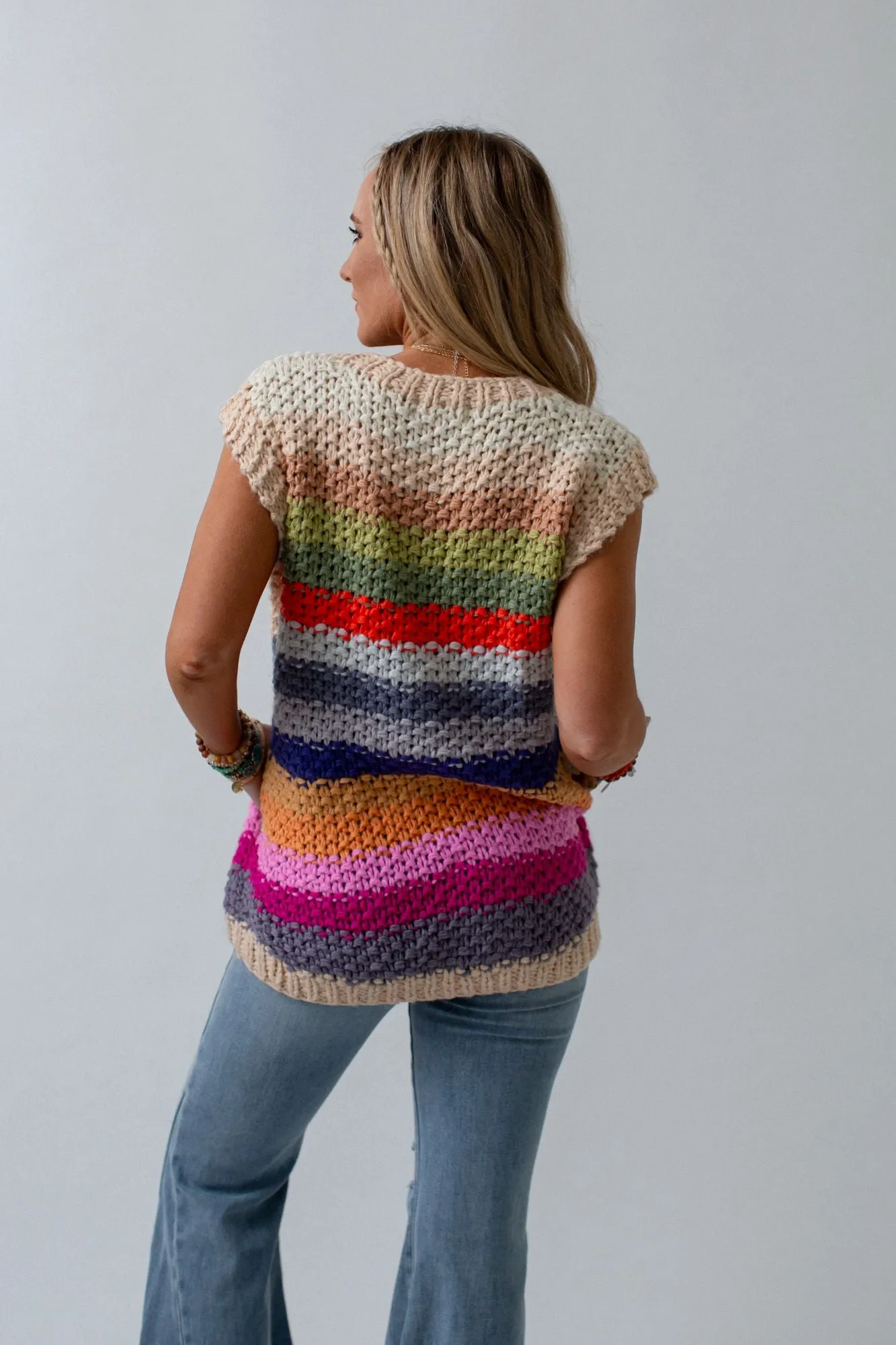 Wrapped Up In Color Knit Vest - Cream Multi